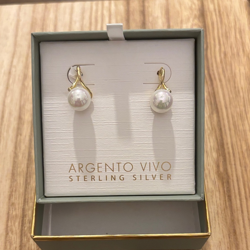 Argento‎ Vivo Gold and Silver Pearl Drop Earrings